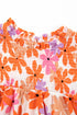 Smocked Bodice Ruffled Sleeve Floral Print Top
