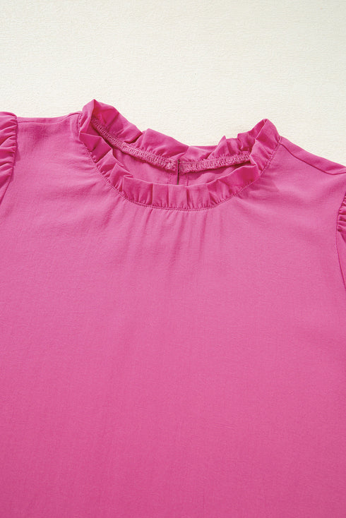 Smocked Bodice Short Puff Sleeve Square Neck Blouse
