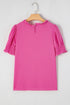 Smocked Bodice Short Puff Sleeve Square Neck Blouse