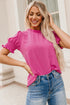 Smocked Bodice Short Puff Sleeve Square Neck Blouse