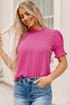 Smocked Bodice Short Puff Sleeve Square Neck Blouse