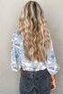 Smocked Bodice Square Neck Long Sleeve Ruffle Blouse