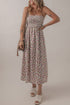 Smocked Bohemian Ditsy Print Fit Flare Floral Dress
