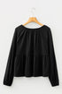 Smocked Bust Split Neck Button Detail Flowy Blouse