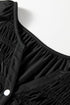 Smocked Bust Split Neck Button Detail Flowy Blouse