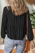 Smocked Bust Split Neck Button Detail Flowy Blouse