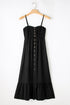 Smocked Button Front Woven Cotton Boho Tiered Dress