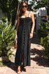 Smocked Button Front Woven Cotton Boho Tiered Dress