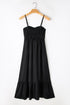 Smocked Button Front Woven Cotton Boho Tiered Dress