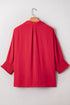 Smocked Cuff Dolman Split Neck Oversized Tunic Blouse