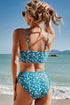 Smocked Floral Print High Waisted Bikini Set