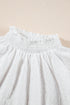 Smocked High Neck Sequin Flower Puff Sleeve Textured Blouse
