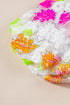 Smocked High Neck Sequin Flower Puff Sleeve Textured Blouse