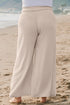 Smocked High Waist Casual Wide Leg Bottoms