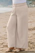 Smocked High Waist Casual Wide Leg Bottoms