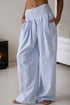 Smocked High Waist Gingham Plaid Pocketed Wide Leg Pants