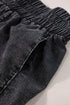 Smocked High Waist Mineral Washed Stretch Denim Shorts