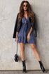 Smocked Knotted Front Layered Flare V Neck Mini Dress