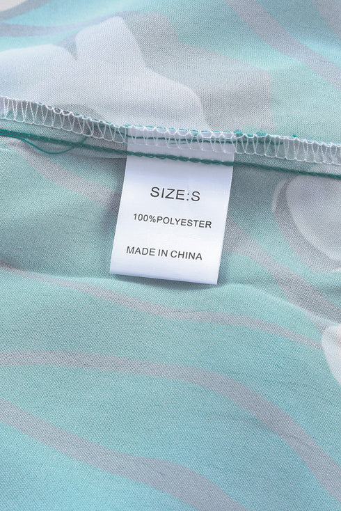 Smocked Mock Neck Floral Print Long Sleeve Blouse