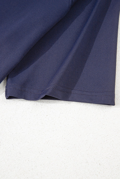 Smocked Raw Hem Loose Tee Wide Leg Pant Sets