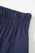 Smocked Raw Hem Loose Tee Wide Leg Pant Sets