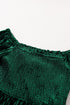 Smocked Ribbed Velvet Long Sleeve Babydoll Blouse