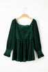 Smocked Ribbed Velvet Long Sleeve Babydoll Blouse