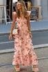 Smocked Ruffle Hem Floral Vacation Maxi Dress