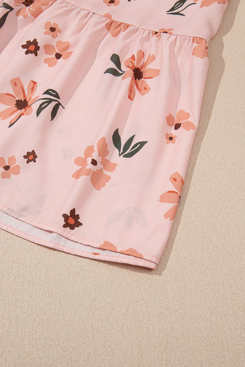 Smocked Ruffle Hem Floral Vacation Maxi Dress