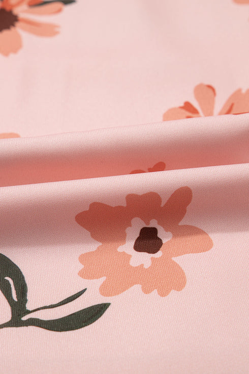 Smocked Ruffle Hem Floral Vacation Maxi Dress