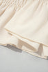 Smocked Ruffle Hem Unprinted Long Sleeve Blouse
