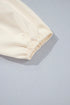 Smocked Ruffle Hem Unprinted Long Sleeve Blouse