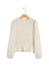 Smocked Ruffle Hem Unprinted Long Sleeve Blouse