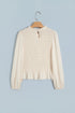 Smocked Ruffle Hem Unprinted Long Sleeve Blouse