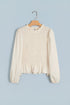 Smocked Ruffle Hem Unprinted Long Sleeve Blouse