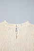 Smocked Ruffle Hem Unprinted Long Sleeve Blouse
