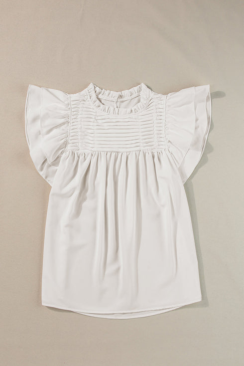Smocked Ruffle Sleeve Blouse