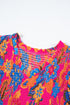 Smocked Ruffle Sleeve Botanical Print Woven Blouse