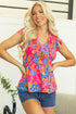 Smocked Ruffle Sleeve Botanical Print Woven Blouse
