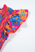 Smocked Ruffle Sleeve Botanical Print Woven Blouse
