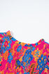 Smocked Ruffle Sleeve Botanical Print Woven Blouse