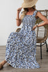 Smocked Ruffle Strap Boho Print Maxi Sundress