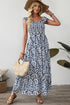 Smocked Ruffle Strap Boho Print Maxi Sundress