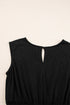 Smocked Shirred High Waist V Neck Sleeveless Jumpsuit