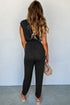 Smocked Shirred High Waist V Neck Sleeveless Jumpsuit