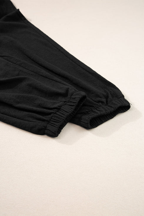 Smocked Shirred High Waist V Neck Sleeveless Jumpsuit