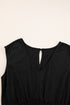 Smocked Shirred High Waist V Neck Sleeveless Jumpsuit