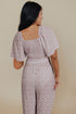 Smocked Short Sleeve Wide Leg Floral Print Jumpsuit