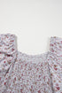 Smocked Short Sleeve Wide Leg Floral Print Jumpsuit