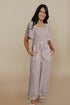 Smocked Short Sleeve Wide Leg Floral Print Jumpsuit